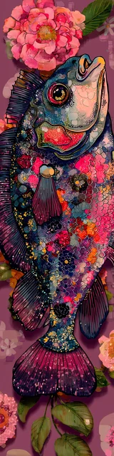 Free printable fish bookmark featuring red and blue fish bookmark